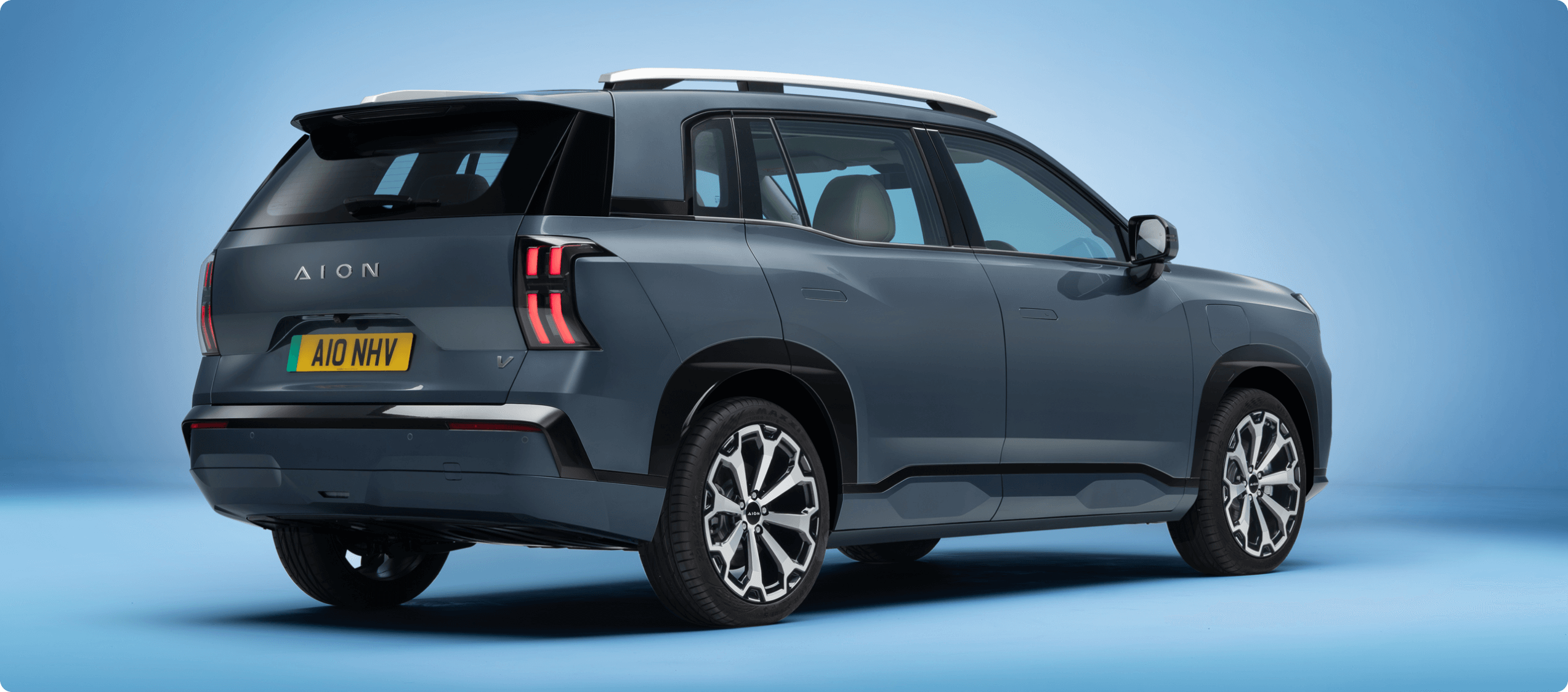 Rear three-quarter view of the AION V