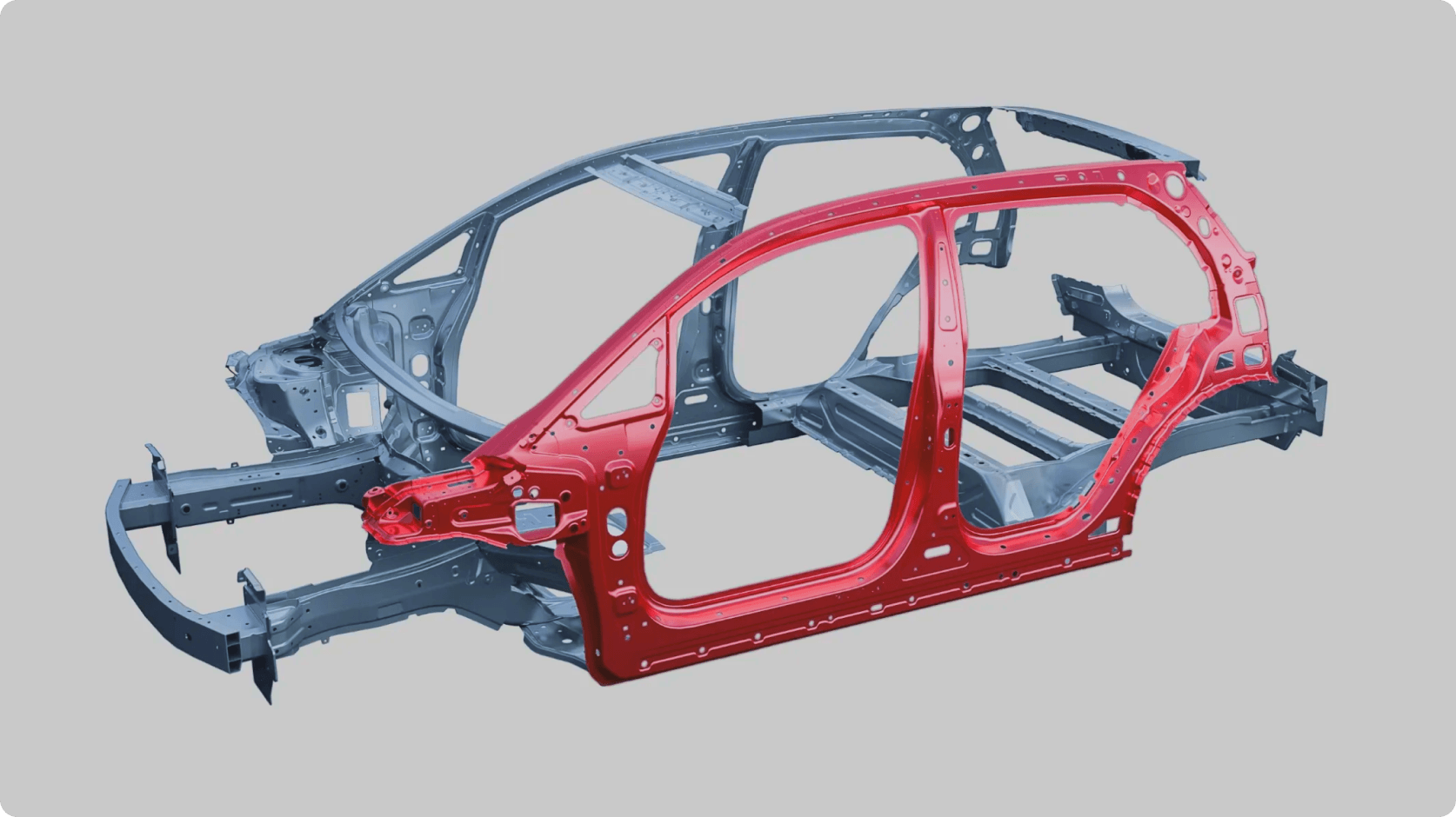 Illustration of the AION V body structure highlighting reinforced side impact protection