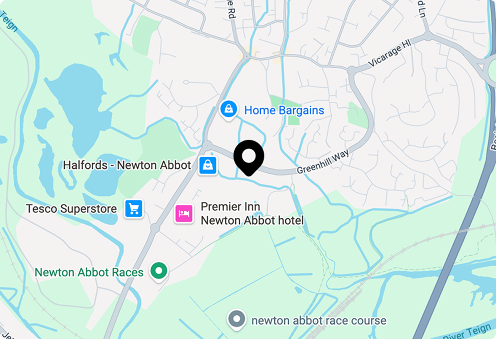 Google map of Speedwell AION, Greenhill Way, Kingsteignton, Newton Abbot, TQ12 3SB