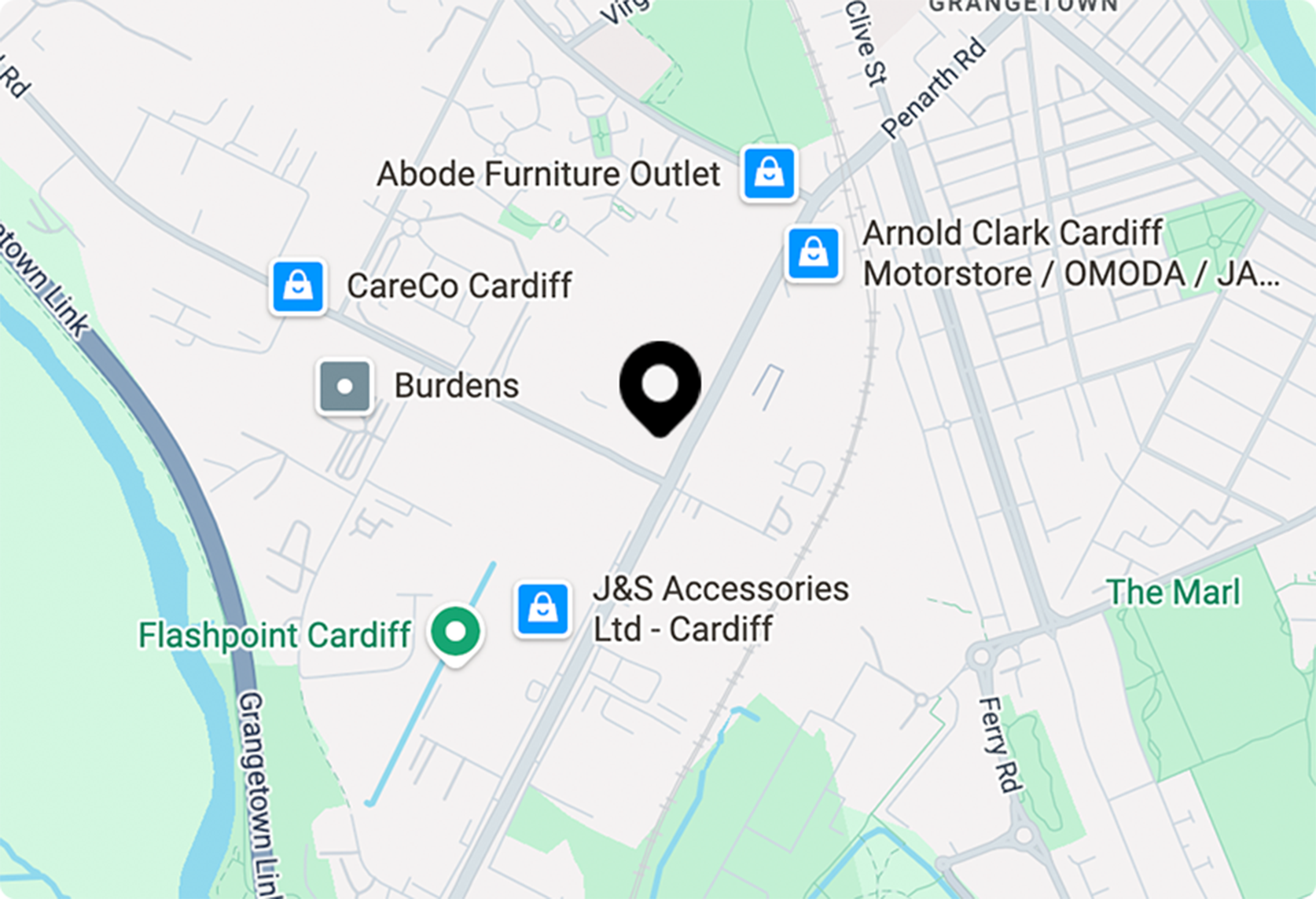 Google map of 230 Penarth Road, Cardiff, CF11 8TU